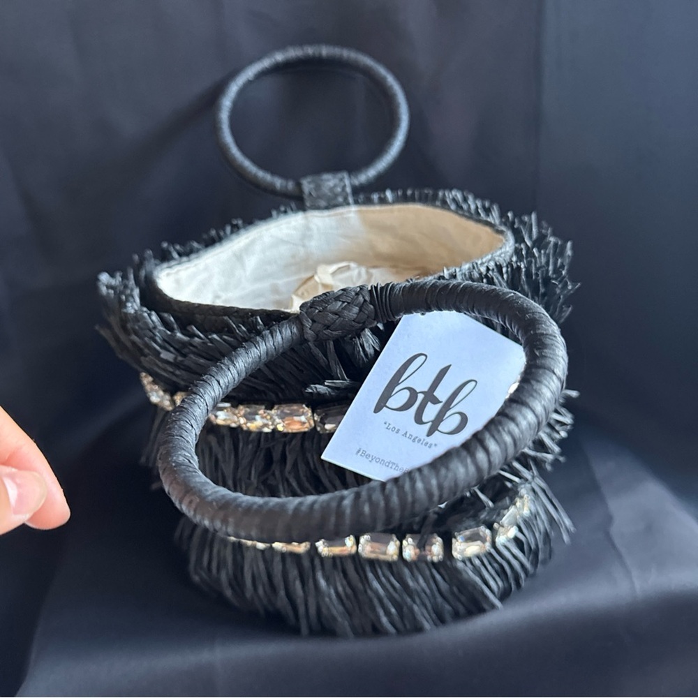 BTB Los Angeles Black Fringe Mini Bag